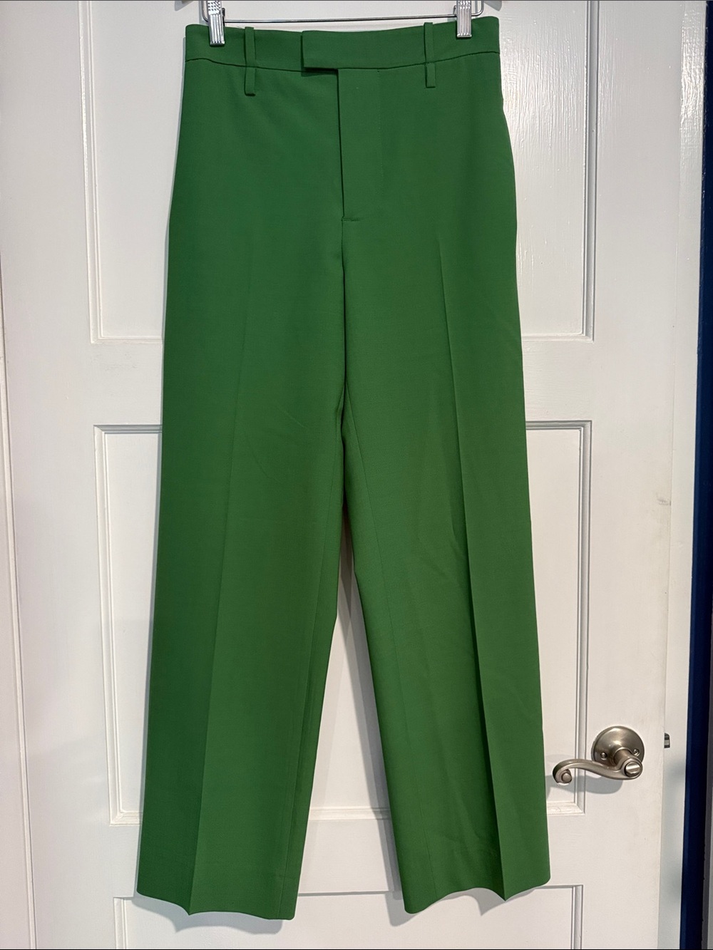 Zara Green Wide-Leg Boot-Cut Trousers